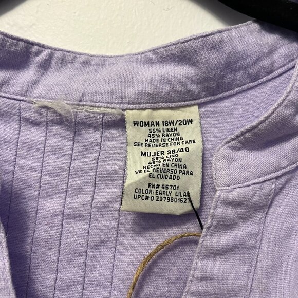 Light Purple Linen Long Sleeve Shirt 18W/20W - Picture 2 of 4